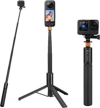 K&F Concept MS21 Selfie Stick Stativ für Insta360,Unsichtbarer Selfie-Stick mit Adapter,Ausziehbarer Selfie Stick für Insta 360 Ace/Ace Pro/X4/X3/ONE X2/ONE X,DJI Osmo Action,AKASO Action Kamera