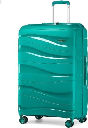 KONO Trolley-Koffer mit Beauty Case, 100 % PP-Kofferset, türkis