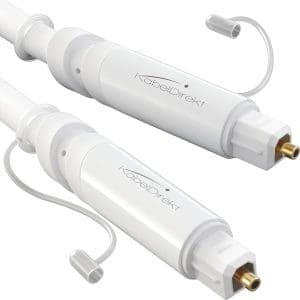 KabelDirekt – TOSLINK-Kabel weiß, optisches Audiokabel – 3 m – Glasfaserkabel für Soundbar mit Schutzkappe (TOSLINK auf TOSLINK, digitales S/PDIF-Kabel, HiFi/Verstärker, Heimkino, Xbox One/PS4)