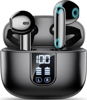 Kopfhörer Kabellos Bluetooth 5.4, In Ear Kopfhörer mit 6 Mic, ENC Noise Cancelling, 2025 Neue Earbuds Surround-Sound, Leicht/35 Std. Spielzeit/IP7 Wasserabweisend/LED-Anzeige, Ohrhörer für den Alltag