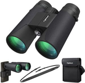 Kylietech Fernglas 12x42 HD Kompakte Ferngläser wasserdicht für Vogelbeobachtung, Jagd, Wandern, Sightseeing, FMC-Linse Feldstecher inkl. Tragetasche, Tragegurt und Smartphone-Adapter