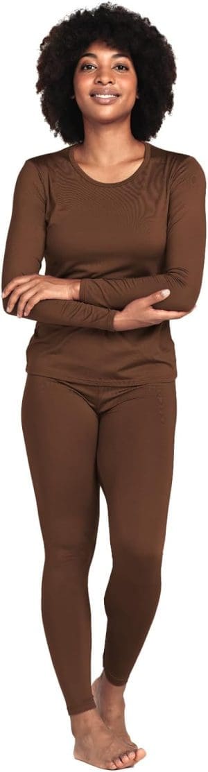 LAPASA Damen Innenfleece Thermounterwäsche Set, warmes Thermooberteil & Thermohose Leggings Funktionsunterwäsche Sets (Thermoflux L17)