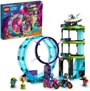 LEGO 60361 City Stuntz Ultimative Stuntfahrer-Challenge, 3in1 Stunts für 1 oder 2 Spieler Action, mit 2 schwungradbetriebenen Spielzeug-Motorrädern für Kinder, 2023 Set