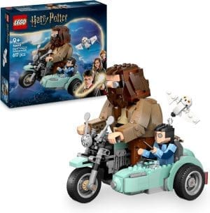 LEGO Harry Potter Hagrids und Harrys Motorradtour, bewegliches Motorrad Spielzeug mit Beiwagen & Hedwig Minifigur, Geburtstagsgeschenk für Zauberwelt Fans, Jungen und Mädchen ab 9 Jahren 76443