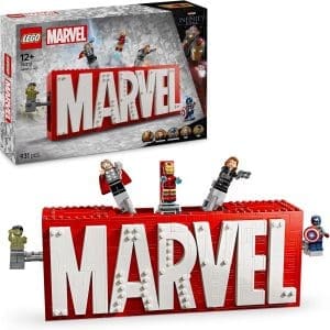 LEGO Marvel: Marvel Logo & Minifiguren - Sammlerstück inkl. Hulk, Thor, Iron Man, Black Widow und Captain America – Bauset mit Avengers Figuren – Geschenk für Jungen und Mädchen ab 12 Jahren 76313