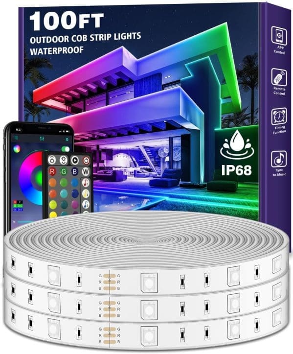 LETIANPAI Outdoor30M LED Streifenleuchte wasserdicht,IP68 Außen LED Lichtband wasserfest mit App-Fernsteuerung,Musik Synchronisation RGB Outside LED Lichterkette für Balkon,Terrasse,Dach,Garten,Pool