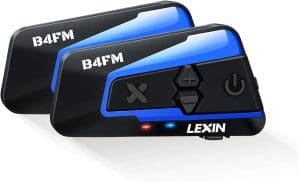 LEXIN B4FM Motorrad-Bluetooth-Headset, Helm-Gegensprechanlage, Kommunikationssystem für bis zu 10 Motorräder mit 2000 m Reichweite, Motorrad-Helm-Gegensprechanlage mit Musik-Sharing-Funktion, Doppelpack