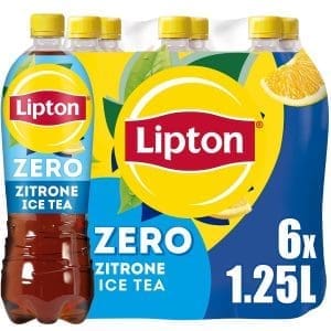 LIPTON ICE TEA Zero Lemon, Zuckerfreier Eistee mit Zitronengeschmack, EINWEG (6 x 1,25 l)