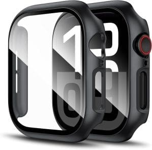 LK (2 Stück Schutzhülle) Kompatibel mit Apple Watch Series 10 42mm Displayschutzfolie, (9H Härte) (HD Klar) Voller Schutz, Kratzfestes Hard PC Protector Cover für iWatch Series 10 42mm-Schwarz