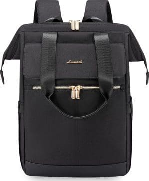 LOVEVOOK Damen Rucksack Laptop Schulrucksack Wasserdicht, Schwarz, Lässig