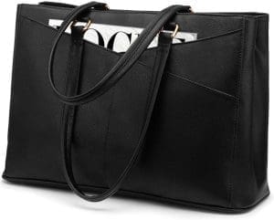 LOVEVOOK Laptoptasche Damen 15,6 Zoll Handtasche Damen Arbeitstasche Lehrertasche Groß Wasserdicht Shopper Tasche Umhängetasche Aktentasche Schultertasche Tragetasche für Business Schule Schwarz