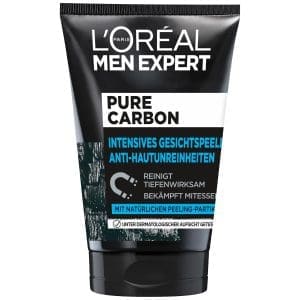 L'Oréal Men Expert Gesichtspeeling gegen unreine Haut für Männer, Face Scrub gegen Mitesser und Pickel Unreinheiten, Herren Cleanser für das Gesicht mit Peeling Partikeln, Pure Carbon, 1 x 100 ml