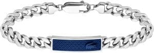 Lacoste Link-Armband für Herren, Set und Match, verziert mit Petit-Piqué-Muster – 2040097, Edelstahl, ohne Edelstein