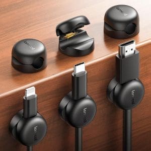 Lamicall (6 Stück) Kabelhalter Kabelclips, Kabel Organizer – (Kleiner & Raumsparender) Feder Kabelklemmen Selbstklebend, Kabelmanagement für Schreibtisch, Auto, Wand, Kabelorganizer für Ladekabel HDMI