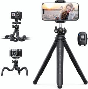 Lamicall Handy Stativ, Mini Stativ Halter – Flexible Handy Halterung Stativ für Smartphone & Kamera, 360° Pocket Tripod mit Kabelloser Fernbedienung, Handystativ für iPhone 16/15/14/13, GoPro, Samsung