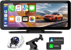 Lamto Wireless Car Stereo Screen für Carplay und Android Auto, Autoradio mit 2.5K-Front-Dashcam,1080P-Rückkamera,tragbar 6,86”Touchscreen mit Bluetooth/GPS/FM/AUX/Mirror Link/64G TF-Karte