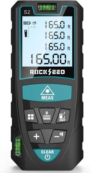 Laser-Entferungsmesser, RockSeed Digitaler Lasermessgerät mit 2 Blasenebenen,Tragbarer Lasermessgerät M/In/Ft Einheit Hintergrundbeleuchtetes LCD zur Messung/Fläche/Volumen/Pythagorean