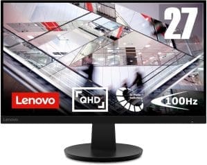 Lenovo N27q | 27" QHD Monitor | 2560x1440 | 100Hz | 300 Nits | 4ms Reaktionszeit | HDMI | DisplayPort | schwarz