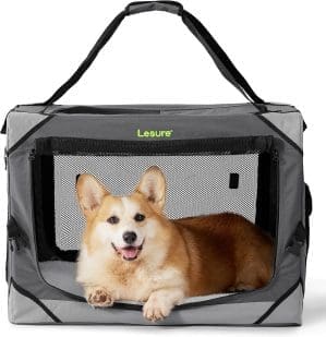 Lesure Hundebox Auto Transportbox Hundebox faltbare Transportbox mit Tragegriffen 61 x 40 x 40 cm Hundetransportbox Auto kleine und große Hundebox faltbare Transportbox Katze Oxford-Stoff grau