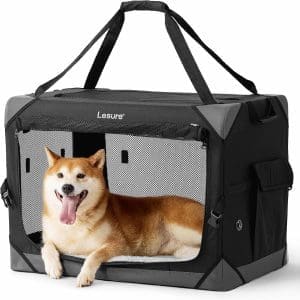 Lesure Hundebox Auto Transportbox Hundebox faltbare Transportbox mit Tragegriffen 71 x 51 x 51 cm Hundetransportbox Auto kleine und große Hundebox faltbare Transportbox Katze Oxford-Stoff schwarz