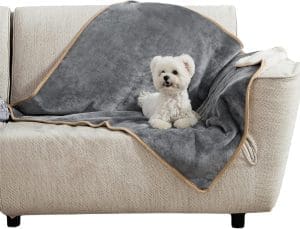 Lesure wasserdichte Hundedecke, Outdoor, waschbare Hundedecke, Sofaschutz, Sherpa-Fleece, Katzendecke, flauschig und weich, für große Hunde, 100 x 80 cm, Grau.