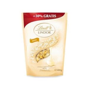 Lindt Schokolade Lindor Kugeln Weiß | 400 g | Ca. 30 Schokoladen Kugeln Weiße Schokolade MIT Zartschmelzender Fülung | Pralinengeldenk | SCHOKOLADENGESCHENK