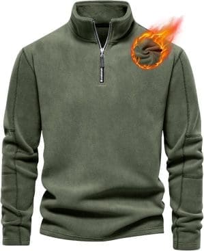 Livonmone Herren Fleece Pullover Warmes Microfleece Sweatshirt Half Zip Fleecepullover für Herbst und Winter