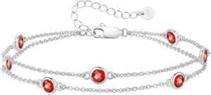 Louisa Secret Damen-Armband, geschichtet mit Geburtsstein-Anhängern, Doppelkette für Frauen und Mädchen, Armbänder aus 925er Sterlingsilber, Geburtstag, Jahrestag, Weihnachtsgeschenk für sie, Frauen, Freundin, Mutter