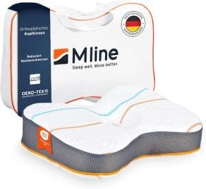 M LINE Athletic Pillow Orthopädisches Kissen - Seitenschläferkissen - Ergonomisches Kopfkissen - Kissen Nackenschmerzen - Schmetterlingskissen mit optimaler Belüftung - 50 x 35 x 12 cm