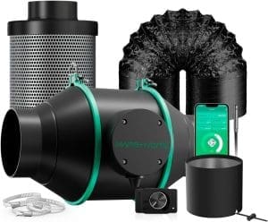 MARS HYDRO 4 Zoll Smart Inline Fan Kit, mit variablem Geschwindigkeitsregler, Temperatur- und Luftfeuchtigkeitssensor - Belüftungssystem für Grow-Zelt, Hydrokulturen