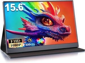 MOMODS Tragbarer Monitor, 15,6 Zoll Tragbarer Monitor, IPS FHD 1080P HDR, Externer mobiler Bildschirm mit Mini HDMI Typ C, für Laptop, Mac, PS5, Xbox