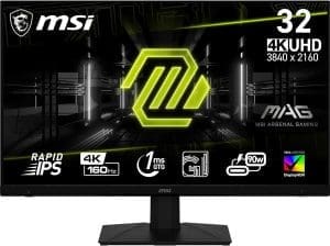 MSI MAG 322UPF 32 Zoll 4K-Gaming-Monitor – UHD 3840 x 2160, Rapid IPS, 160 Hz, 1 ms, 16:9, HDR 400, Adaptive Sync, schwarz