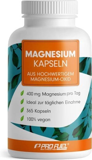 Magnesium Kapseln 365x (1 Jahr) - 668mg Magnesium-Oxid, davon 400mg Magnesium pro Kapsel - sehr hoher Magnesium-Gehalt (60%) - Magnesium optimal hochdosiert - Laborgeprüft mit Zertifikat - 100% vegan