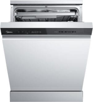 Midea SF 7.60NW14B Geschirrspüler 60cm Freistehend & Unterbaufähig, 14 Maßgedecke, 8 Programme, Spülmaschine 60 cm mit WIFI, 42 db, Hygienepflege+, Dualzone Wash, Extra Trocknen