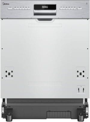 Midea SI 3.60N mit Geschirrspüler 60 cm Teilintegriert, 13 Maßgedecke, Halbintegrierter Geschirrspüler mit WiFi, Extra Trocknung, 7 Programme, 49 dB, 0~24 Startverzögerung – Inox