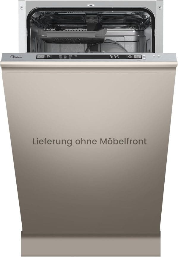 Midea SV 5.14K10C Geschirrspüler Vollintegriert 45cm, 10 Maßgedecke, Spülmaschine Unterbaufähig mit WIFI, 8 Programme, 44 dB, Automatische Türöffnung, 0-24H Startverzögerung, Inox