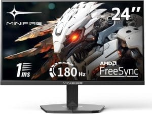 Minifire Gaming Monitor 24 Zoll, 180 Hz, 1 ms, AMD FreeSync, Full HD (1920 x 1080), Rahmenloser Bildschirm, einstellbar, 300 Nits, sRGB 110 %, HDMI 1.4&DP 1.2-(MFG24F4L HDMI-Kabel im Lieferumfang enthalten