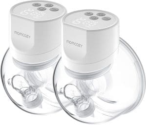 Momcozy Tragbare Milchpumpe S12 Pro, Freihändige Pumpe mit komfortablem, doppelt versiegeltem Flansch, 3 Modi und 9 Stufen, elektrische Milchpumpe, Smart Display, 24 mm (2, Weiß)