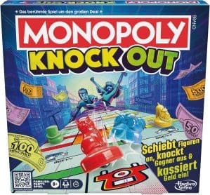 Monopoly Knockout, die extra harte Version des Klassikers, schnelles Spiel auf dem Shuffleboard für bis zu 8 Spieler, Weihnachtsbrettspiel für die ganze Familie