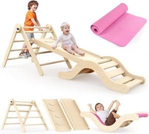 Montessori Indoor-Spielset: 7-in-1 Klettergerüst mit Rutsche, Bogen & Matte für Kleinkinder und Kinder (1-3 Jahre)