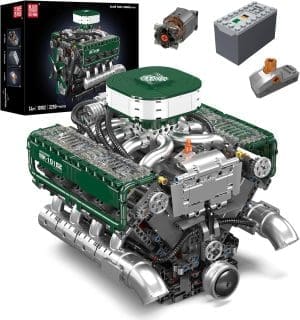 Mould King 10182 Technik V8 Motor, 2250 Teile High-Tech Doppel-Turbo-Motor Enthält Motor und Batteriekasten Klemmbausteine ​​Bauset, Geschenke für Kinder ab 8 Jahren/Erwachsene Sammler Enthusiasten