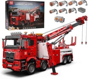 Mould King 17027 Technik Feuerwehrauto LKW Bausteine, 4883 Teile Große Construction Kran Truck Bausatz Modell, mit 7 Motoren, Technologie 2.4 G Fernbedienung und App Dual Control Mobile Truck