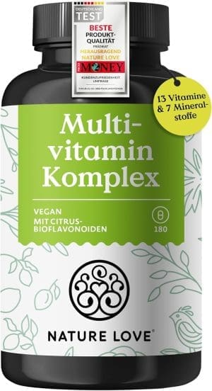 Multivitamin Komplex – 180 vegane Kapseln – Vitamine AZ & Mineralstoffe – mit Grünteeextrakt und Citrus-Bioflavonoiden – hochdosiert und mit Bioaktiv-Formen – laborgeprüft, ohne unnötige Zusätze