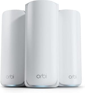 NETGEAR Orbi WiFi 7 Mesh-Netzwerksystem (770-Serie) WiFi 7 Router mit 2 Satelliten-Repeatern – Abdeckung von bis zu 540 m², 100 Geräte, bis zu 11 GBit/s (RBE773)