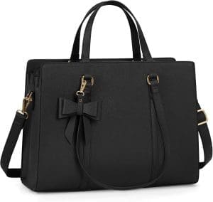 NEWHEY Handtasche Damen Shopper Damen Große Schwarze Tasche Damen Laptoptasche 15,6 Zoll PU Leder Umhängetasche Arbeitstasche für Business Arbeit Schule, Schwarz, Zeitgenössisch