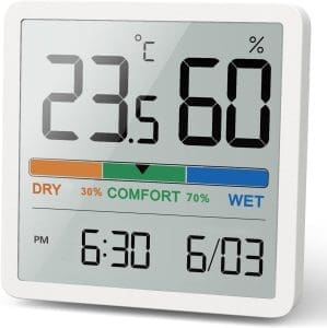 NOKLEAD Digitales Thermo-Hygrometer, Tragbares Thermometer Hygrometer Innen mit hoher Genauigkeit, Temperatur und Luftfeuchtigkeitsmesser für Raumklimakontrolle Raumluftüberwachung Monitor (WEISS)