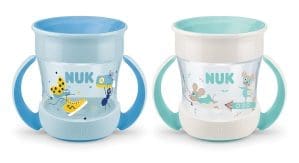 NUK Mini Magic Cup Trinklernbecher | auslaufsicherer 360°-Trinkrand | ab 6 Monaten | praktische Griffe | BPA-frei | 160 ml | Junge | 2 Stück