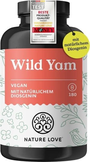 Nature Love® Wild Yam Kapeln - 180 Vegane Kapseln - Hochdosiert MIT 880mg Extrakt (Davon 176mg Diosgenin) JE Tagesdosis - Laborgeprüft, Ohn UnerWün Zusätze und in Deutschen Produzierert