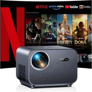 (Netflix Offizieller/Autofokus/Trapezkorrektur) VGKE Smart Beamer 4k Heimkino, 900ANSI Full HD 1080p WiFi6 Bluetooth Videoprojektor mit Dolby Audio, Home/Outdoor Projektor für Handy/Laptop