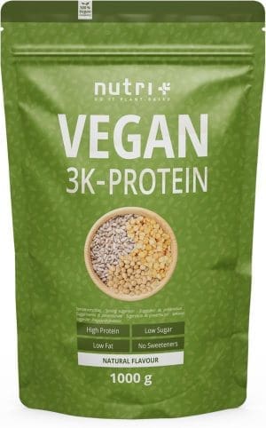 Nutri + Veganes Eiweißpulver Neutral ohne Süßungsmittel + Zucker mit 85% Eiweiß - Veganes Proteinpulver 1 kg ungesüßt - Natürliches Proteinpulver